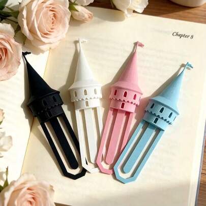 4-Color Magic Castle Spire Bookmarks - 3D Creative Bookshelf - Cute Novel Reading Accessories, Book Lover Toys, Creative Gifts For Friends And Classmates