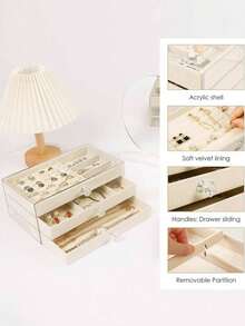Hộp đựng trang sức cao cấp 5 tầng, dung tích lớn này được làm từ acrylic trong suốt. Nó là hộp trưng bày trang sức kiểu ngăn kéo, phụ kiện lưu trữ trang sức và hộp sắp xếp trang sức. Hộp đi kèm với khay nhung có thể điều chỉnh và phù hợp để đựng bông tai, nhẫn, vòng tay, dây chuyền, v.v. Đây là món quà ngày lễ, quà tặng cho phụ nữ và quà Giáng sinh. - Hộp đựng trang sức cao cấp - Xem 9