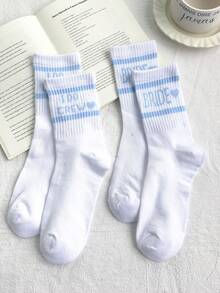 1/2 Pares de Calcetines Tema de Boda BRIDE/I DO CREW Blanco & Azul, Calcetines Cómodos y Transpirables hasta la Pantorrilla, Adecuados para Propuesta, Boda, Regalos de Pareja - Multicolor - Ver 1