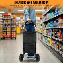 Large Lightweight Folding Shopping Cart With 40L Waterproof Bag 2 Wheel - A - View 1