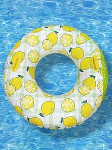 1pc Fruit Lemon Shaped Thick Dual Air Chamber Swimming Ring With Handle, Inflatable Swim Tube For Adults, Underarm Floats - Multicolor - View 10