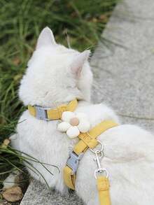 LANGXINGCS 可爱花卉图案猫咪胸背带套装，舒适轻便，防逃脱宠物胸背带套装 - 彩色 - 查看 22