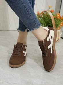 Women's Casual Sneakers, Flat Comfortable Lightweight Fitness Walking Shoes - Brown - View 4