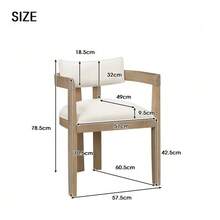 Deux chaises de salle à manger en bois massif, confortables et respirantes, idéales pour les salles à manger, les salons et les cafés. Style moderne, revêtement en lin, couleur naturelle. - Blanc - Voir 5