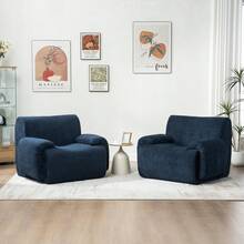 42" Wide Oversized Chenille Decorative Chair(1PC),Minimalist And Practical Deep Seat Single Sofa With Ergonomic Support – No Assembly Required Plush Reading Chair For Living Room, Bedroom & Dorm (Cloud-Like Cushion, Breathable Fabric, 350lbs Capacity) - 42吋-藏青色-雪尼爾裝飾椅子 - 查看 3