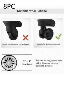 4pcs/8pcs/16pcs Luggage Wheel Protective Cover, Office Chair Wheel Silent Protective Cover, Luggage Wheel Silicone Protective Cover, Chair Shock Absorbing Silent Protective Cover, Noise Reduction Silent Wheel Protective Cover, Suitable For Most Luggage, Essential For Travel And Office - Multicolor - View 2
