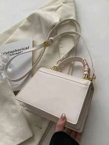 女士菱形链条单肩包，带装饰吊坠 - 白色 - 查看 6