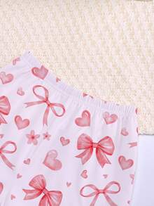 Bộ đồ ngủ mùa hè nhẹ nhàng 2 món, màu hồng dễ thương cho bé gái, họa tiết nơ và trái tim 3D, thời trang đa năng, chất liệu mềm mại, thoáng khí, chống cháy, món quà lý tưởng cho kỳ nghỉ hè! - Hồng - Xem 6
