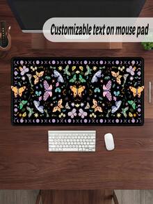 Cute Desktop Mouse Pad, Game Mouse Pad, Desktop Mouse Pad, Keyboard And Mouse Table Pad, Edge Stitching Table Pad With Rubber Base, Butterfly Mouse Pad (Black) - View 4