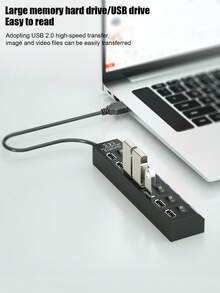 7端口USB 2.0集线器，带独立开关，高速USB分线器扩展坞，适用于笔记本电脑、台式机、U盘、鼠标、键盘，支持即插即用（不支持设备充电） - 查看 2