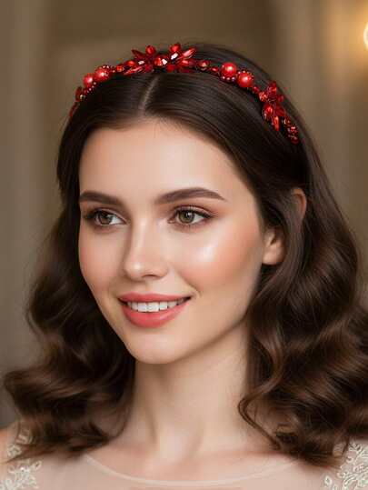 1pc Handmade Crystal & Faux Pearl Headband, Versatile Hair Accessory, Suitable For Weddings, Banquets, Parties, Festivals