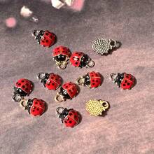 10pcs Mini Plump Ladybug Alloy Enamel Charms Cute Animal Pendant For Necklace Bracelet Earrings - 10pcs Gold - View 6