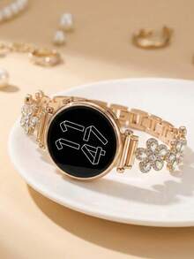 Crystal Flower Metal Strap For Galaxy Watch 7/6/5/4 Strap 40 Mm 44mm 47mm 46mm 41mm,Galaxy Watch 5 Pro 45mm,Galaxy Active 2,Galaxy The Watch 3,18/20/22mm, Compatible With HW Watch 5/4/3/2/1 And GT5/4/3/2, As Well As HW Watch Fit3/Fit4 And HW Band 8/9/10NFC - Gold - View 4