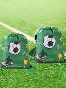 6件套足球抽绳袋、背包、礼品袋、户外背包、足球派对用品、一周岁生日派对装饰、婴儿派对装饰、婴儿派对回礼、足球比赛装饰、世界杯装饰、性别揭晓派对用品、旅行用品、健身装备、单身派对用品、生日礼物 - 足球 - 查看 3