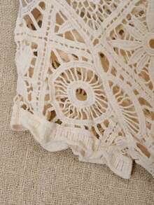 Áo kiểu nữ mùa hè phong cách Bohemian khoét eo | Áo tay ngắn dáng rộng phù hợp cho kỳ nghỉ, lễ hội, dạo biển và phong cách đường phố châu Âu. - Màu be - Xem 9