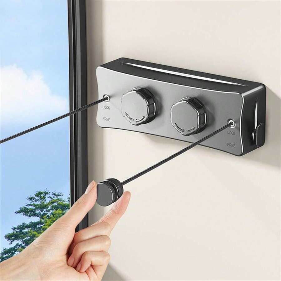 Retractable Invisible Clothesline, Indoor/Balcony Steel Wire Drying Rope, Bathroom Retractable Clothesline, Wall-Mounted Retractable Clothesline - Multicolor - View 1