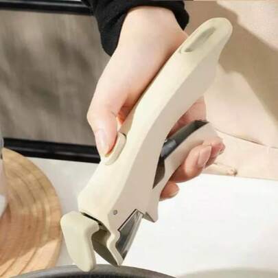 1pc Detachable Heat-Resistant Pot/Bowl Handle Cover, Cream-Colored Handle, Fits Detachable Cookware Set, Universal Pot Handle, Replacement For Pot Clip