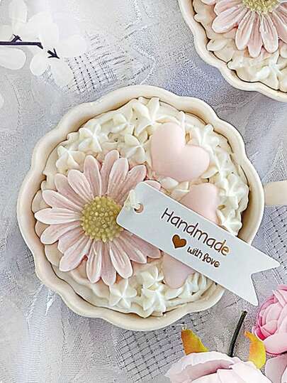 雏菊心形蜡烛硅胶模具，3D花朵心形设计，蜡烛蜡石膏DIY手工模具，雏菊心形浮雕设计，情人节和母亲节蜡烛制作工具