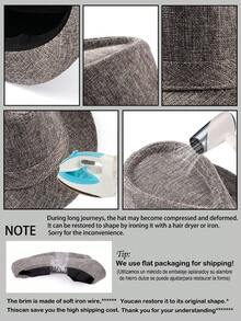 1 pieza Sombrero de jazz de unicolor de poliéster estilo bohemio y retro, estilo fedora británico, versátil para uso diario, unisex - C - Ver 4