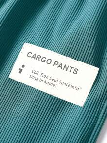 Women's New Elegant Fashion Corduroy Casual Long Pants, Solid Color With Drawstring Pockets, Comfortable Style Sports - Teal Blue - View 4