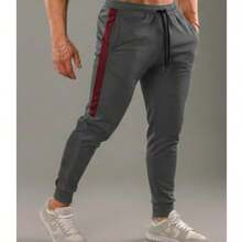 Men's Dry Fit Spandex Pants For Training And Running. Men's Dry Fit Pants For The Gym, Training, Running, And Fitness. - Lead/wine - View 3