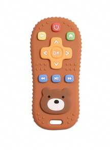 1pc Silicone Baby Teether Toy Remote Control Shape With Cute Bear Chew Teething Toy For Infants Babies Accessories - Multicolor - View 8