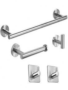 Stainless Steel Adhesive Square Bathroom Hooks Set, Reusable Multipurpose Bathroom Hooks For Home, Hotel, Hospital, Mall, Washable And Ideal For Storage And Organization - Please Choose - View 6