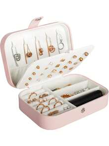 Caja de Joyas de Viaje de Alta Calidad, Caja de Joyas de Cuero PU de Gran Capacidad, Organizador de Joyas Multifuncional de Doble Capa, Caja de Almacenamiento de Joyas de Viaje, Regalo de Vacaciones. - Joyero de alta calidad - Ver 2