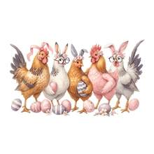 1/2/3pcs Easter Bunny Ear & Chicken Heat Transfer Prints, DIY Applique Patches For Clothing, T-Shirts, Hoodies, Canvas Bags, Hats, Pillows - L - View 2