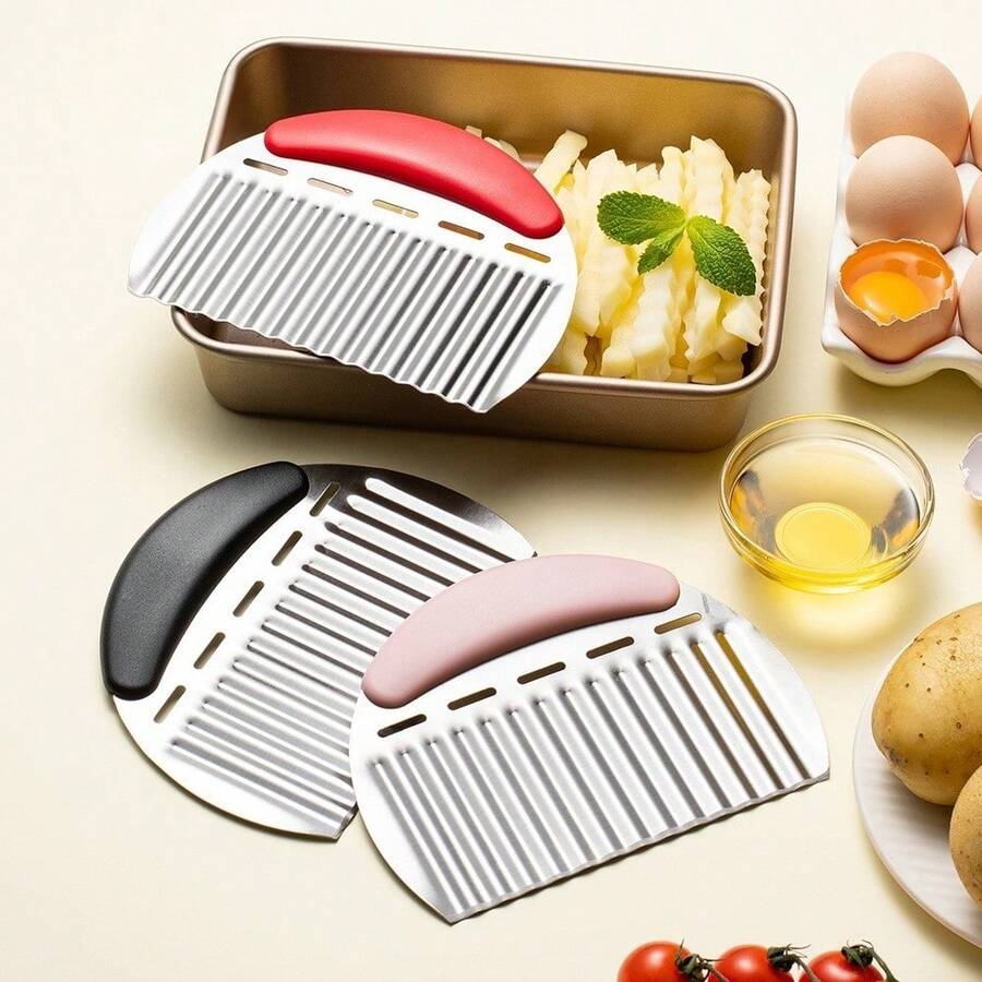 不锈钢薯条切割器，蔬菜切片器，面团切片器，适用于将薯条、蔬菜、面包、糕点切成条状和片状，家用和餐厅厨房工具 - 彩色 - 查看 1