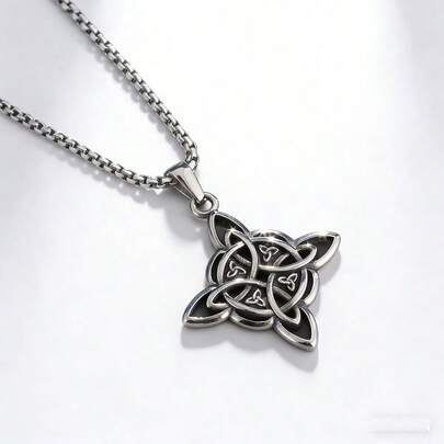 1pc Irish Celtic Knot Pendant Necklace, Triple Goddess Wiccan Jewelry Amulet Gift