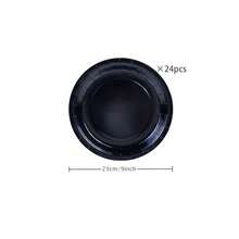 Black Disposable Tableware Set, Including 7/9 Inch Paper Plates, Paper Cups, Paper Napkins, Suitable For Birthday Party, Holiday Party, Picnic, Celebration, Wedding Tea Party, Graduation Ceremony Disposable Party Supplies - Black - View 18