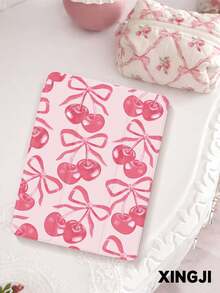 1个粉色半色调樱桃图案平板电脑保护套，兼容10.2英寸（第十代）/（A16）11英寸（第十一代，2025款）、Pro 11英寸（2021/2020款）、Galaxy Tab A8 10.5英寸（2022款）、Matepad 10.4/Tab，带笔槽，防摔，平板电脑支架，支持自动休眠/唤醒 - 粉色 - 查看 4