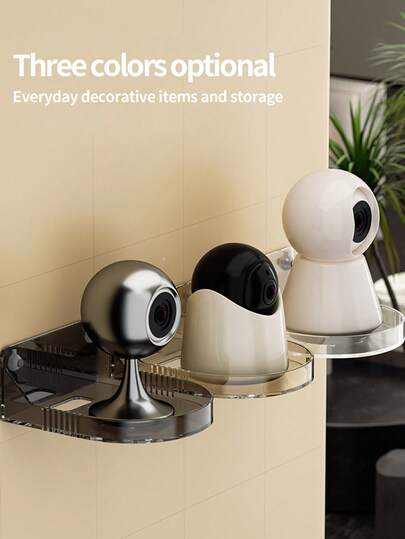 1pc Wall Mount Holder For Home Security Camera, No Drill Router/Set-Top Box Bracket, Children's Bedroom Monitoring Camera Fixture, Home Camera Wall Mounted Storage Rack