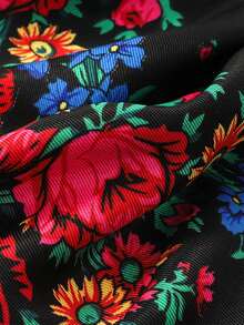 1 buc. Eșarfă elegantă multicoloră pentru femei, cu imprimeu auriu, accesoriu versatil, potrivită ca și cadou de sărbători - Negru - Vizualizare 9