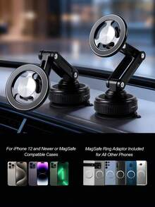 360°可调节车载手机支架，带吸盘和磁性底座，兼容 MagSafe和安卓手机，可折叠仪表盘/挡风玻璃支架，适用于汽车、卡车、办公桌、浴室等场所，防震通用智能手机支架 - 磁吸折疊支架 - 查看 8