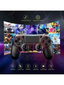 2ps Juego Retro- blanco y negro, controlador inalámbrico para Pro/Slim y PC, portátil y fácil de usar, viene con 2 cables USB-C. Es adecuado como regalo para novios y novias, así como regalo de cumpleaños, regalo del Día del Niño, regalo de Navidad y regalo para amigos.(Características potentes: Motores de vibración dual, sensor de movimiento de 6 ejes, trackpad multitáctil, botón para compartir, barra de luz, altavoz, conector de audio de 0.138 in, un reemplazo perfecto para el controlador PlayStation 4.) - Ver 2