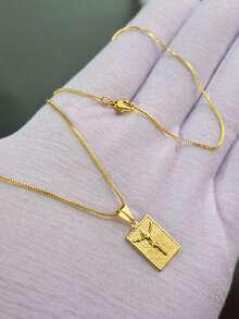 Venetian Chain 1.2mm 70cm With Jesus Christ Pendant, 18k Gold Plated, Premium Gold Color, Men's. - 金色 - 查看 3