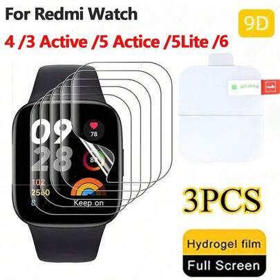 3PCS Soft Hydrogel Film For Watch 6 /4 /3 Active /5 Active /5 Lite 9D Curved Soft Screen Protector Durable Scratch Resistant HD Clear Flexible Fit Easy Installation Protective Cover