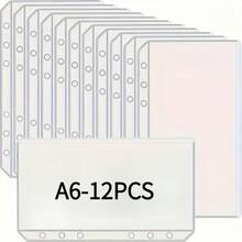 12pcs/Set Transparent PVC A5/A6 Document Pouches - Zipperless Budget Envelopes, Suitable For Cash Management System, 6-Ring Multi-Compartment File Folder, Durable Savings Challenge File Folder, Money Saving Envelopes - Multicolor - View 11