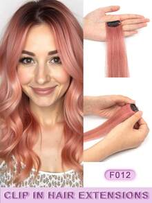 1 Piece Real Human Hair Clip-In Hair Extensions, Multiple Colors Available, Colored Hairpieces, 16 Inch Straight Human Hair Extensions For Women, Add Hair Volume, Natural & Fluffy, Suitable For Parties, Cosplay & Other Occasions - Multicolor - View 20