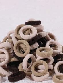 100个装女士小号发圈，专为细软发质设计，无缝弹力马尾辫发圈，迷你尼龙橡皮筋，不伤发，迷你发圈，适合编发和细软发质，附赠便携收纳袋，中性棕色、咖啡色、米色，适合日常工作、健身、瑜伽、旅行，也是送给她的精美生日礼物、情人节礼物、母亲节礼物、复活节礼物，家居卧室装饰发圈，弹性发绳 - 彩色 - 查看 5