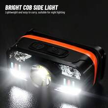 1 đèn pha LED đa năng, đèn pin rảnh tay, đèn đội đầu, đèn pin cầm tay, sạc USB, có đèn chiếu COB, ánh sáng trắng và đỏ, thích hợp cho chạy bộ, leo núi, câu cá và sử dụng trong trường hợp khẩn cấp. - Nhiều màu - Xem 6