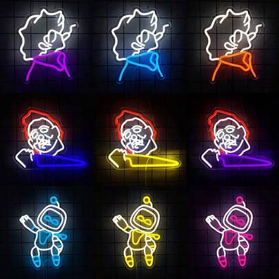 Anime Cowboy Neon Sign Japanese LED Sign Neon Light Sign For Wall Decor Light Up Signs For Bedroom Gamer Room Man Cave Boys Gifts USB Powered Can Be Reused,Easy To Install.
