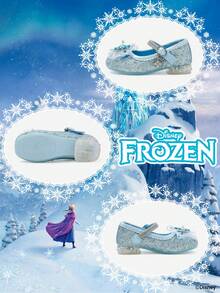 Disney 1 Pair Authorized Collaboration With [Movie Title] Princess Shoes, Suitable For Daily And Outdoor Wear, Comfortable, Non-Slip, Breathable (Children Flat Shoes, Girls Shoes, Princess Shoes, Queen Shoes) - Blue - View 4