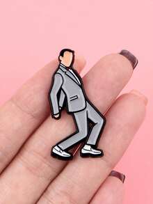 1件趣味人物珐琅胸针，电视节目主题，松树图案，翻领别针，背包装饰，时尚饰品，朋友礼物 - 灰色 - 查看 9
