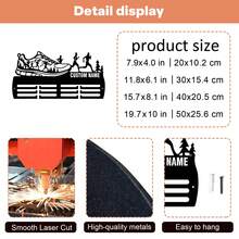 1pc Personalized Mountaineering & Running Medal Holder, Metal Medal Rack, 12-Tier For Medals & Ribbons Display, Sports Medal Rack, Multi-Layer Medal Stand, Athlete Gift, Customized Award Supplies - Black - View 2