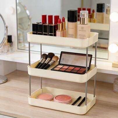 1个多层滚动储物推车，带360°旋转轮，可用于存放杂货、书籍、食品和餐具，适用于厨房、卧室和宿舍，易于组装