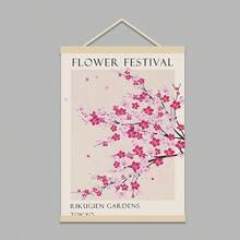 1pc Spring Floral Canvas Poster, Japanese Cherry Blossom Art Print, Modern Vintage Wall Decor Painting, Frameless Garden Art, Suitable For Living Room, Bedroom, Kitchen, Bathroom, Home Office, Vertical Landscape Theme, Watercolor, Cartoon Style - Multicolor - View 17