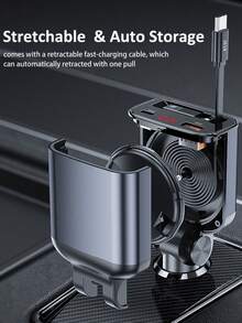 YITUMU Bộ sạc ô tô 4 trong 1 có thể thu gọn với cáp sạc nhanh 45W dành cho iPhone và Type-C, bộ chuyển đổi đa cổng trên ô tô với màn hình LED. - A - Xem 5
